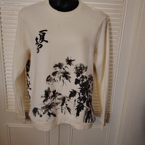 Blind Rooster oriental floral printer pullover sweat shirt Large NWT
